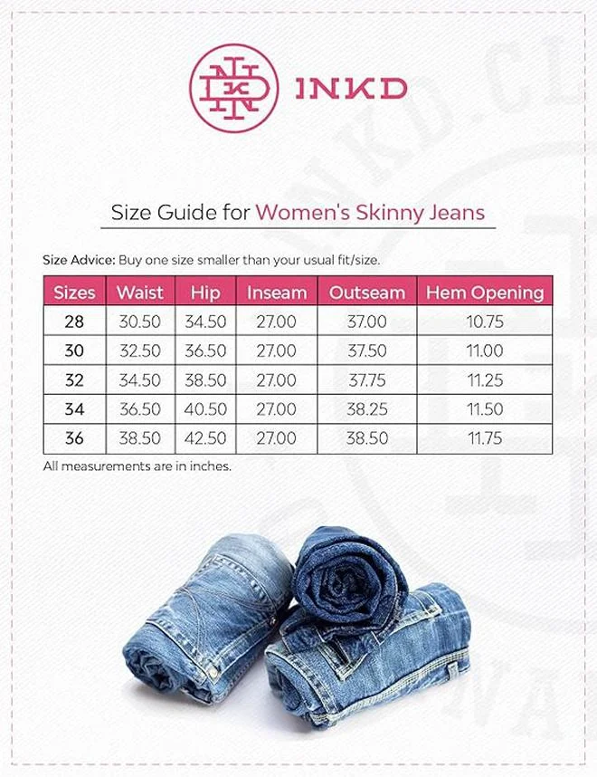 inkd Women's Contrast Stitch Stretchable Skinny Fit Jeans